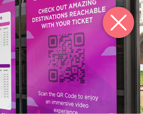 An example of what not to do when designing a QR Code.
